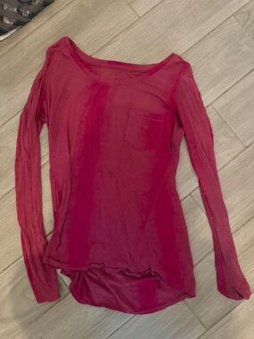 lululemon athletica Long-Sleeve Pocket Tee in Deep Magenta